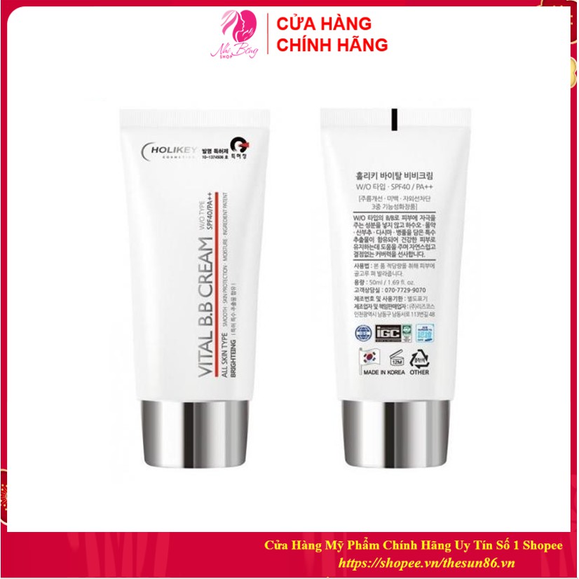 Kem nền trang điểm - Kem trang điểm chống nắng Holikey Vital BB Cream Hàn Quốc SPF /40 PA 50ml