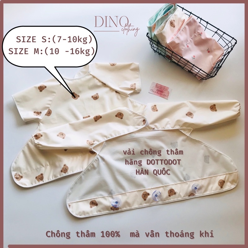 Yếm ăn dặm tiểu quý tộc chống thấm cotton thoáng khí có giác hút chân không cho bé trai bé gái