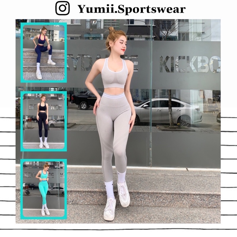 Bộ Quần Áo Thể Thao Tập Gym Yoga Nữ - Set Đồ Tập Thể Thao Dài Dáng Ba Lỗ, Chất Thun Dệt Kim, Co Giãn 4 Chiều