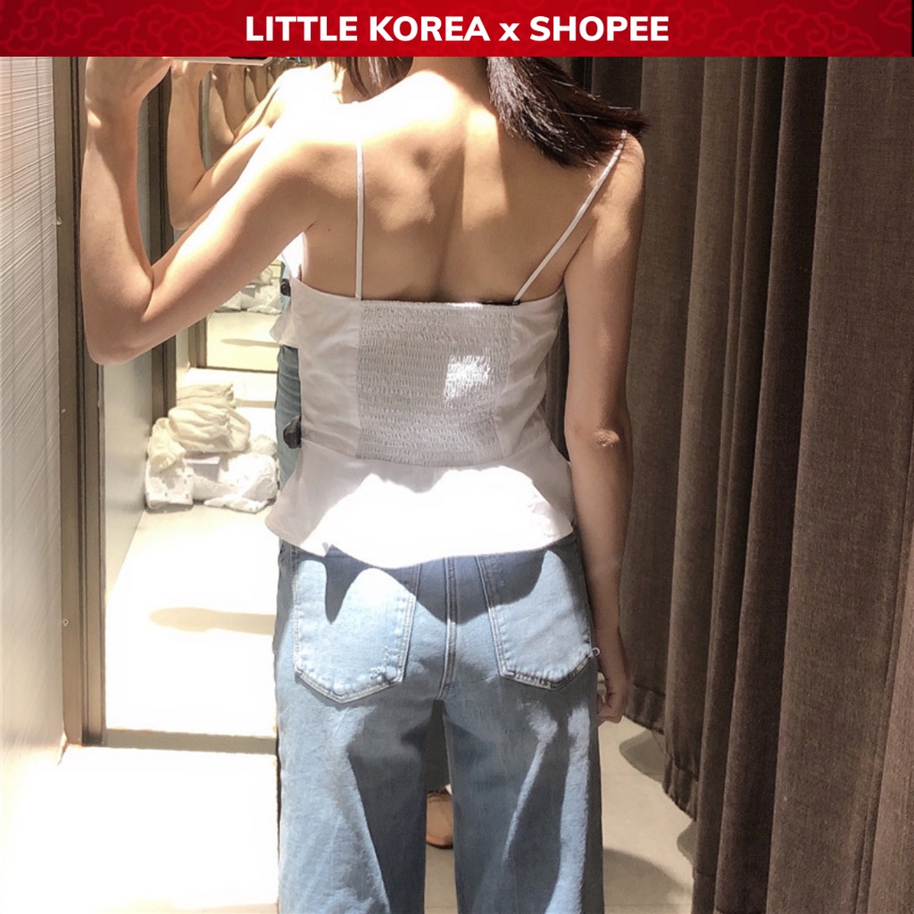 Áo 2 Dây Nữ Kiểu Bản Nhỏ Cổ Chữ V, Áo Hai Dây Bún Chiết Eo Hở Lưng - LITTLE KOREA
