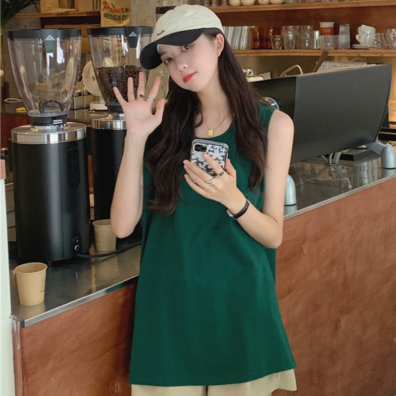 Áo ba lỗ nữ form rộng trơn basic - Áo tank top 3 lỗ unisex sát nách dáng rộng trùm mông