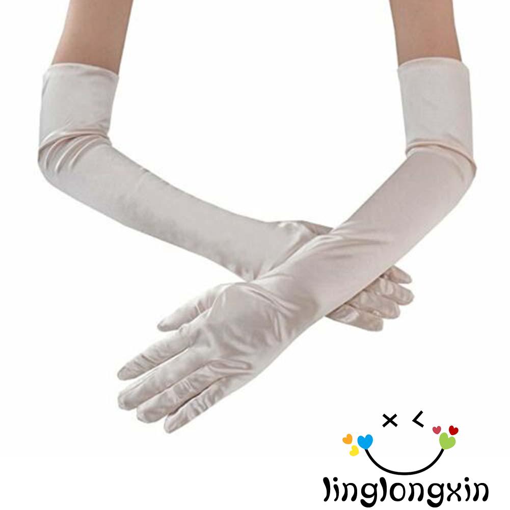 Găng tay dài vải satin dành cho nữ
