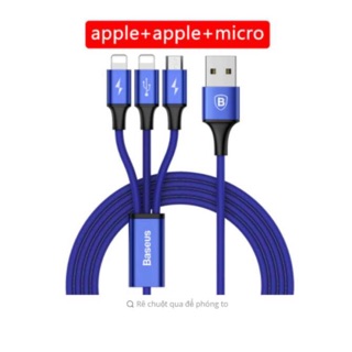 Cáp sạc 2 đầu iphone 1 đầu android Basues
