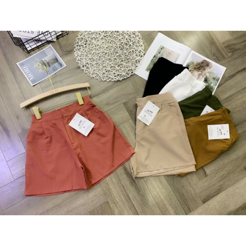 Quần đùi đũi nữ 6 màu💥FREESHIP💥phong cách Hàn vải đũi cao cấp cạp khoá lưng chun |
