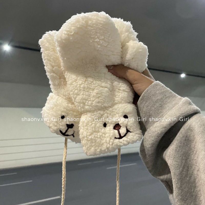 Ins Găng Tay Bông Dày Dặn Ấm Áp Chống Lạnh Hình Gấu Nhỏ Dễ Thương Dành Cho Nữ Đi Xe Đạp Vào Mùa Đông