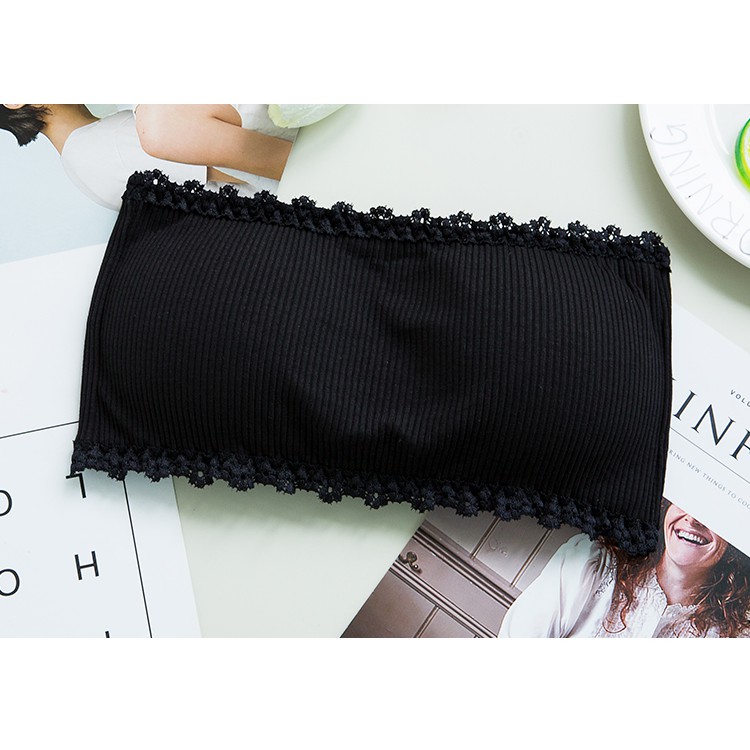 Áo bra tăm dây viền ren cúp ngực free size - Cúp ngực không dây quyến rũ cá tính thời trang 2 màu trắng đen | BigBuy360 - bigbuy360.vn