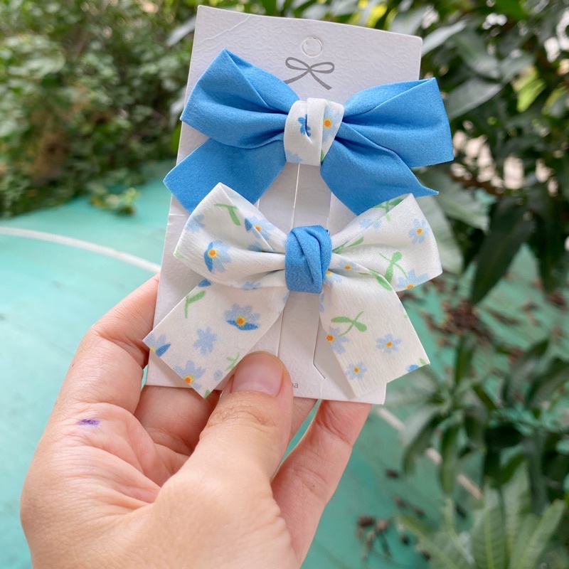 Kẹp tóc đính nơ  cài tóc 6 màu (sét 2 kẹp)siêu xinh kích thước vừa với bé để cài một bên rất xinh