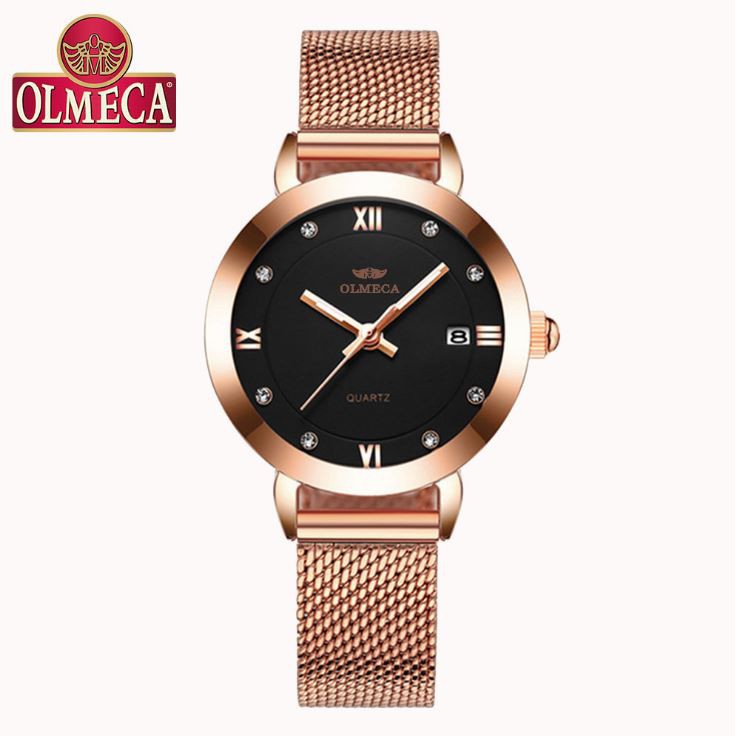 (CHÍNH HÃNG) Đồng hồ nữ OLMECA OL02 Japan có lịch dây nhuyễn cao cấp mặt kính Sapphire AH450 | BigBuy360 - bigbuy360.vn