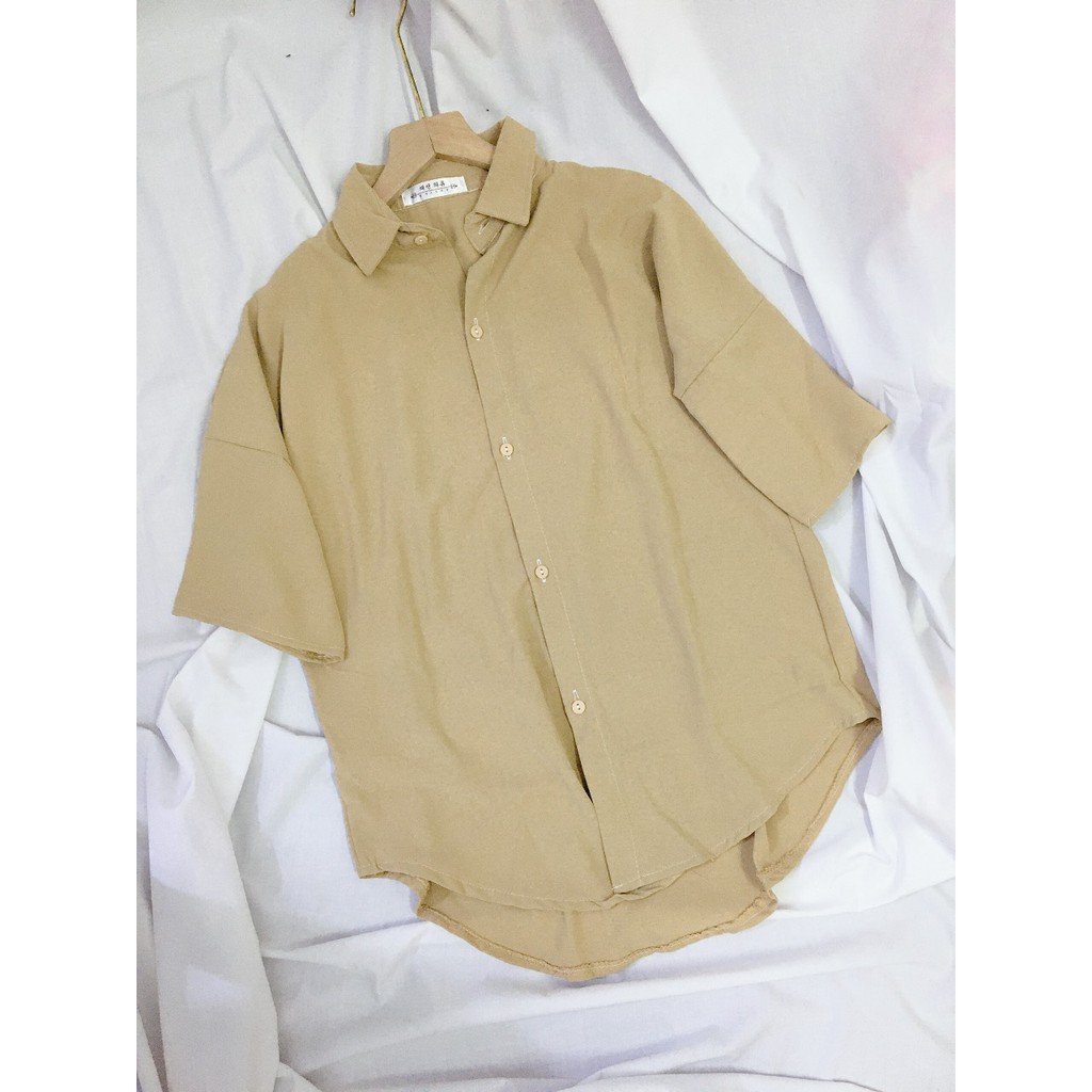 Áo sơ mi đũi lụa cộc tay kiểu dáng vintage màu pastel