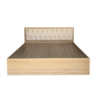 Giường ngủ gỗ mdf phủ melamine bọc nệm kem hiện đại giá rẻ