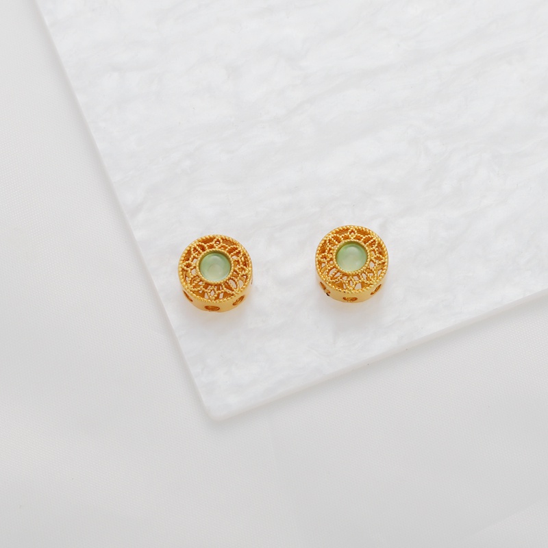 Hạt Xỏ Lỗ Bằng Đồng Mạ Vàng 18k 10mm Nhiều Màu Sắc Dùng Làm Trang Sức diy