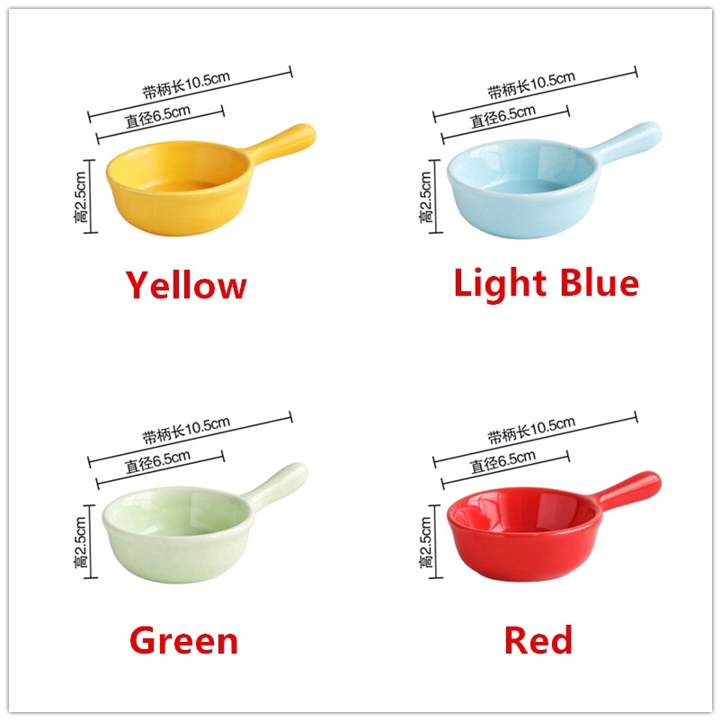 Đĩa đựng nước sốt bằng gốm cỡ nhỏ có tay cầm