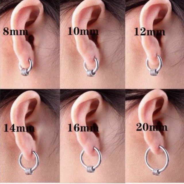 Khuyên tai titan unisex nam nữ kiểu tròn tròn độ dày 2.5mm nhiều size ko gỉ