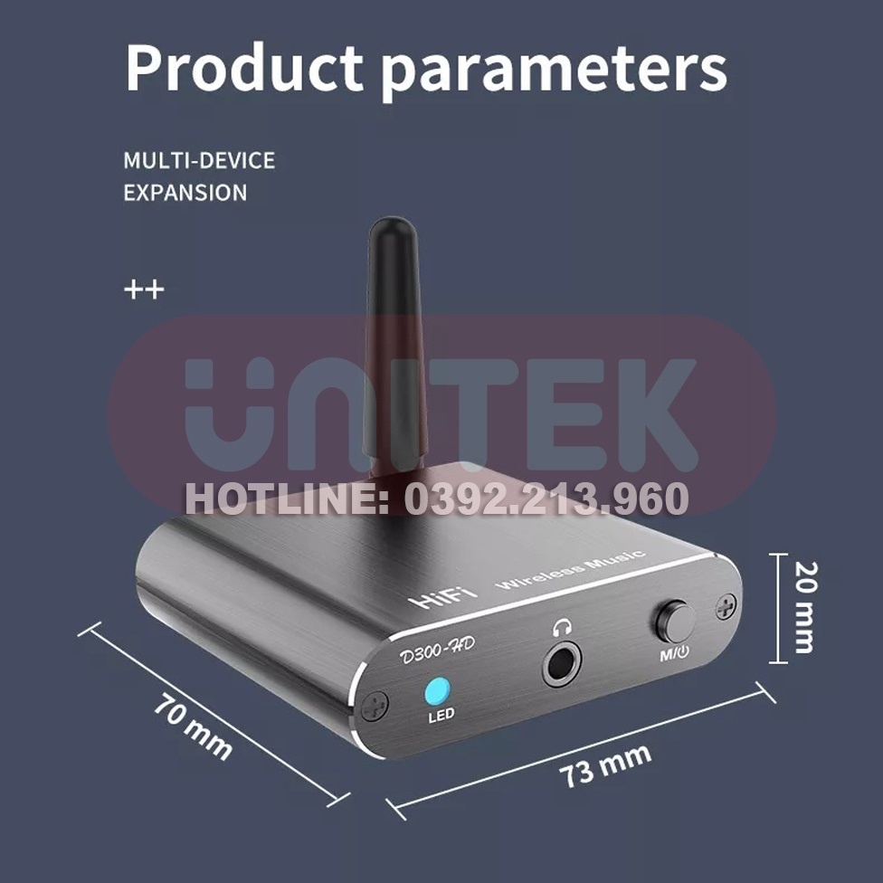 Bộ Thu Âm Thanh D300-HD: Không Dây Bluetooth 5.2 Hỗ Trợ Cổng AUX/COAXIAL/OPTICAL