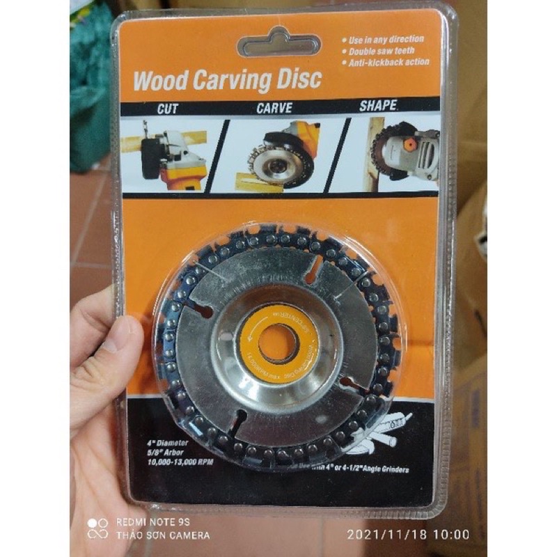 Đĩa cưa xích tròn 22 Răng, Lưỡi Cưa Xích Cắt gỗ, Phay Phá Gỗ Đa Năng Gắn Máy Mài 4 inch