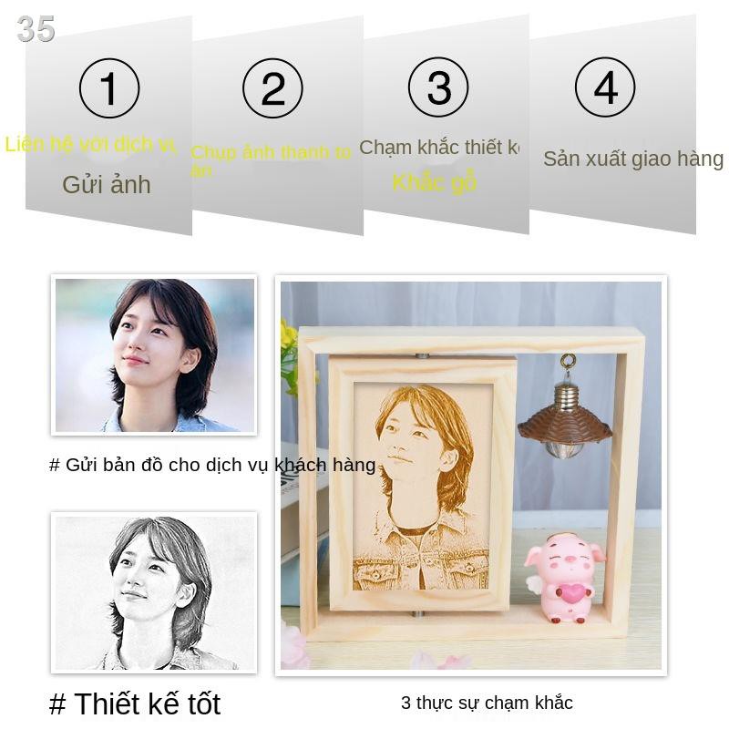 G> Quà tặng sinh nhật ngày lễ tình nhân cho bạn gái, bè, các cặp đôi, tranh khắc gỗ, ảnh cưới theo yêu cầu Người