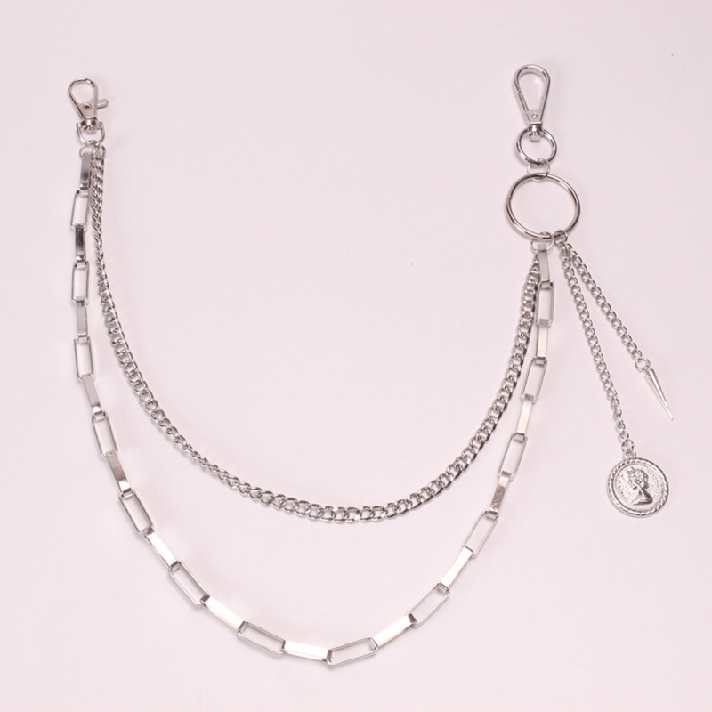 Youyo Quần Dài Phối Chuỗi Xích Hai Lớp Hình Chân Dung Phong Cách Hip hop Đường Phố Cho Nữ