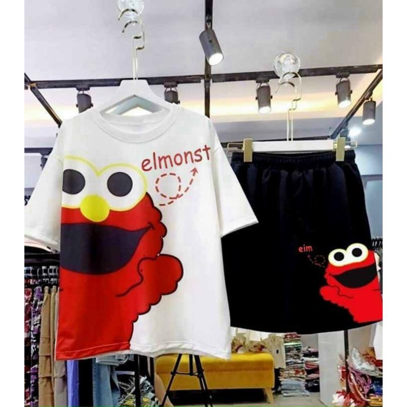 Set đồ bộ quần đùi áo ngắn tay in Hoạt Hình KAW Cartoon, set bộ thun mặc nhà nam nữ thun cotton co dãn