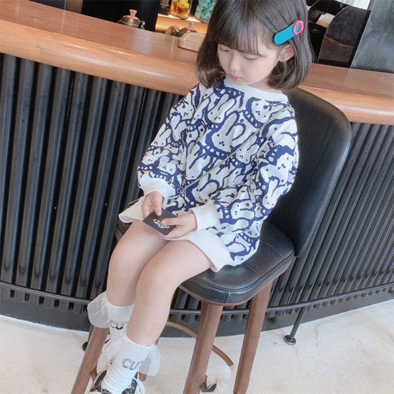 Đầm nỉ IQ ANGEL tay dài phong cách Hàn Quốc thời trang mùa thu cho bé gái