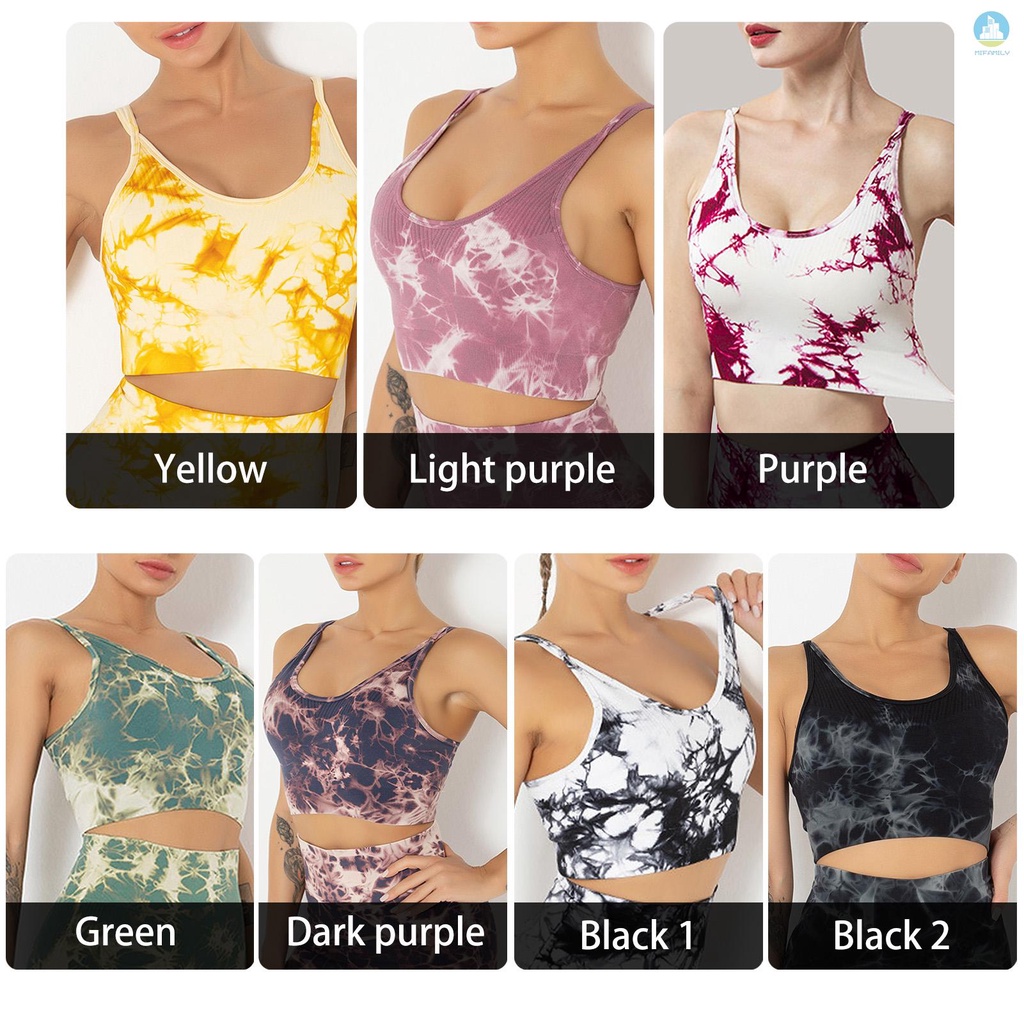 New Women Sport Bra Tie-dye Print Removable Pad Moisture-wicking Yoga Running Fitness Top Sportswear