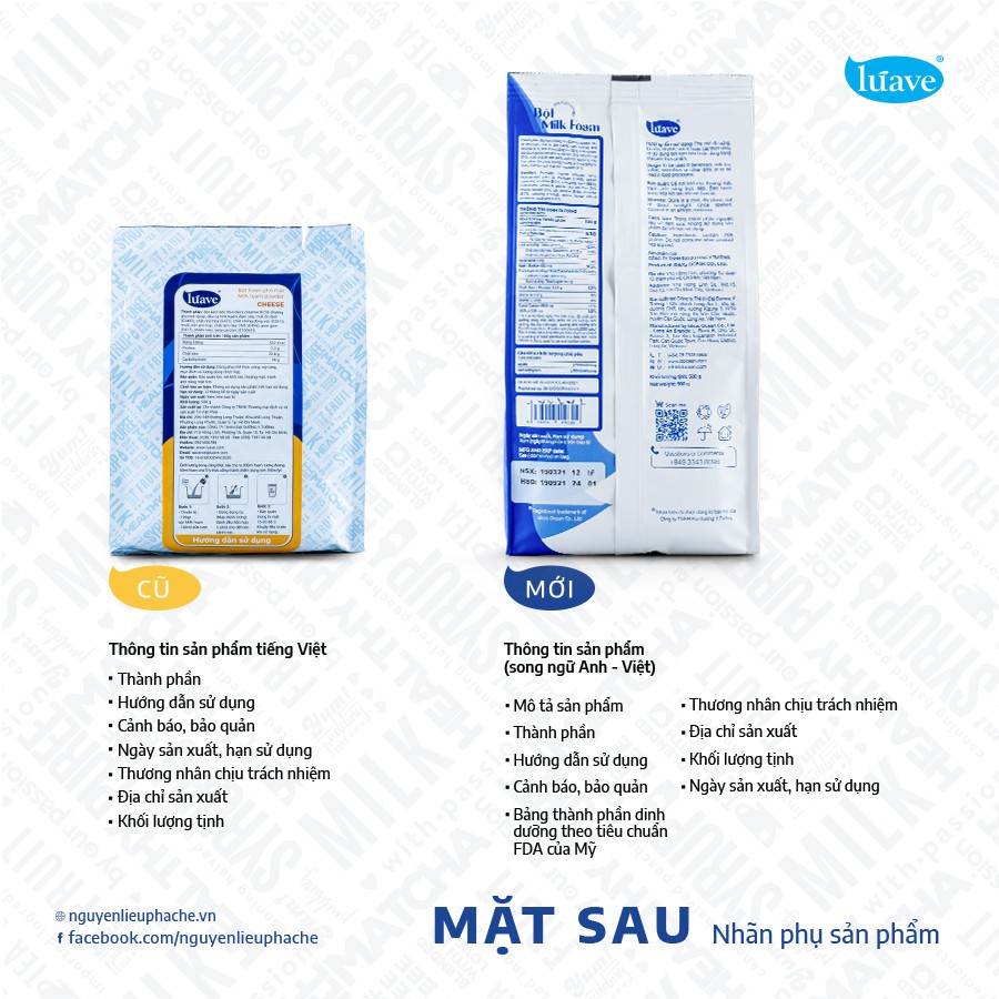 Bột Milk Foam Luave (Có đủ 3 vị) 500gr