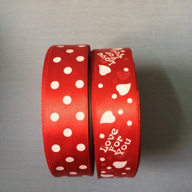3 mét ruy băng 2.5cm chấm bi và tim