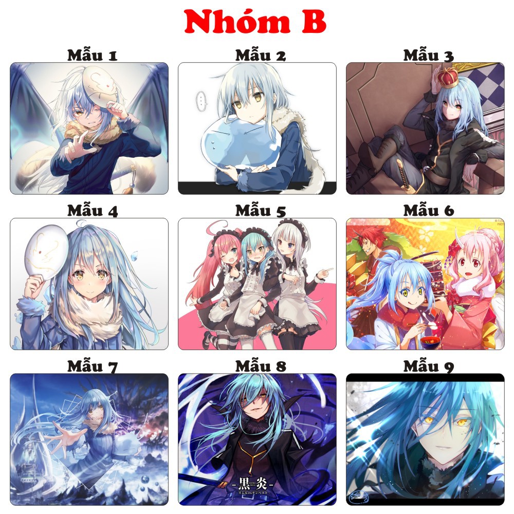 &lt;18 mẫu&gt;Lót chuột máy tính Anime chuyển sinh Slime Rimru kích cỡ bàn di chuột lớn 20x24cm chất liệu mouse pad cao su