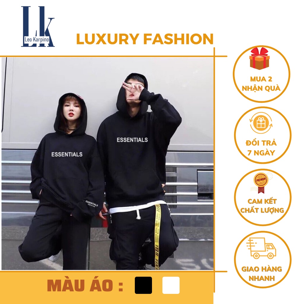 Áo khoác nỉ Hoodie - Áo Hoodie nam nữ form rộng unisex CAO CẤP phong cách Hàn Quốc in hình chữ EssentialLk8832