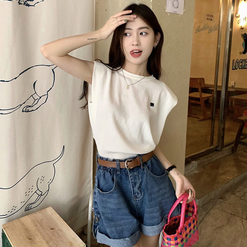 Áo Dệt Kim Sát Nách Hở Vai Quyến Rũ Thời Trang Phong Cách Hàn Quốc