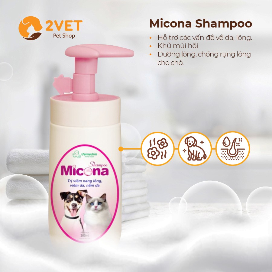 Sữa Tắm Micona Shampoo 200ml - Dầu Tắm Dành Riêng Cho Chó Và Mèo - Chăm Sóc Lông Cho Thú Cưng