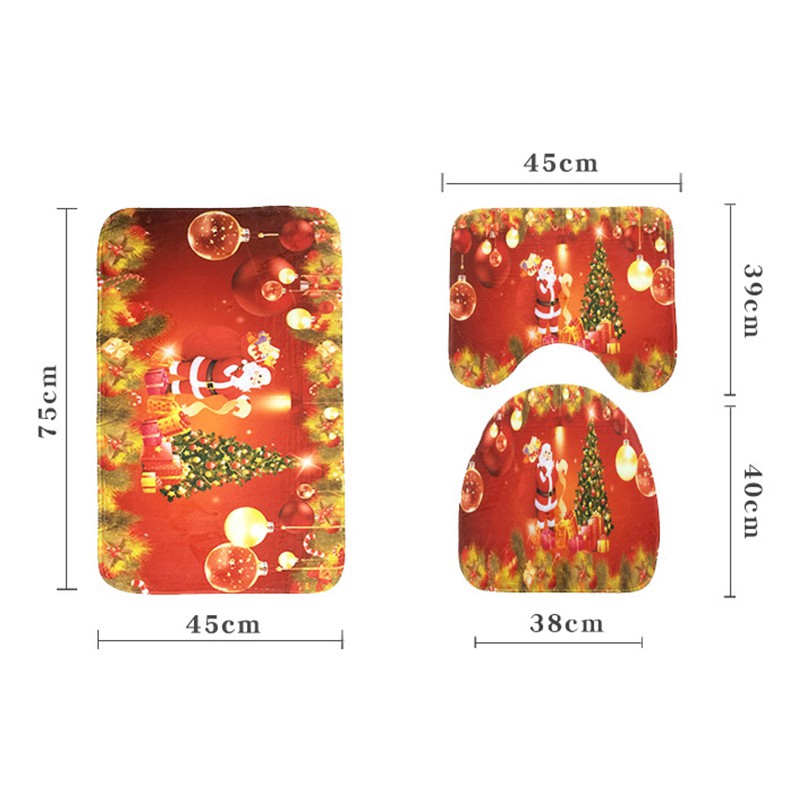 Wyl set 3 Thảm Lót Sàn Nhà Tắm Chống Trượt Hình Ông Già Noel Cây Thông Giáng Sinh