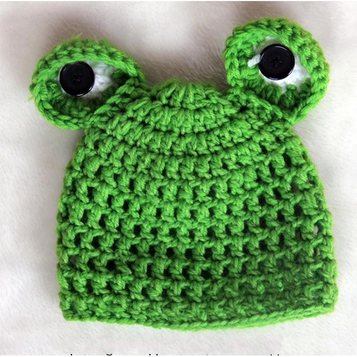 AN Mũ Len Ếch Xanh Chụp Ảnh Cho Bé