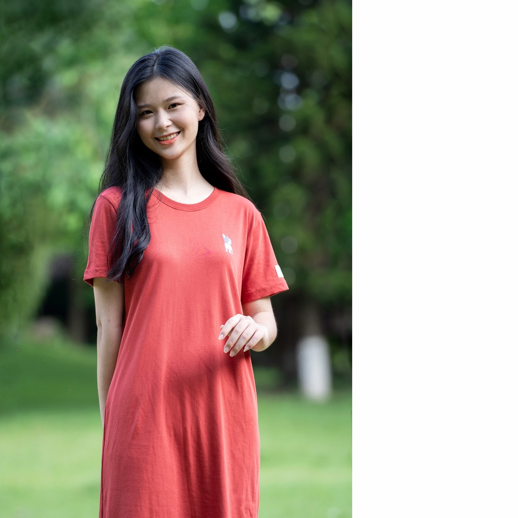 Váy suông nữ SAYME đầm thun cotton dáng dài xẻ tà WBDR0078