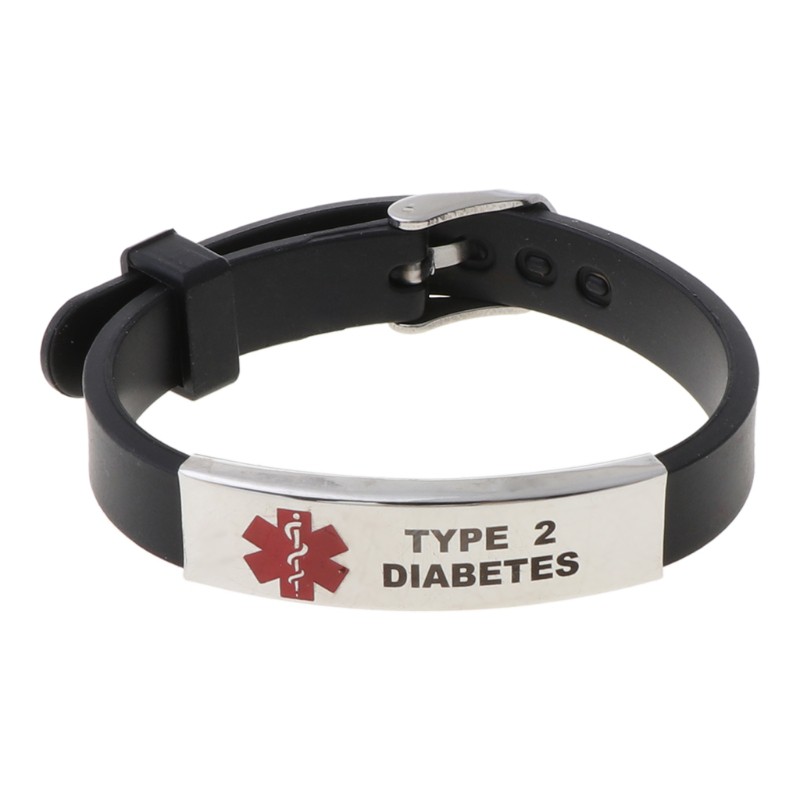 INF Stylish Red Medical- Alert ID Bracelet Emergency First Aid Adjustable Type 1 Diabetes Silicone Bangle Wristband Unisex