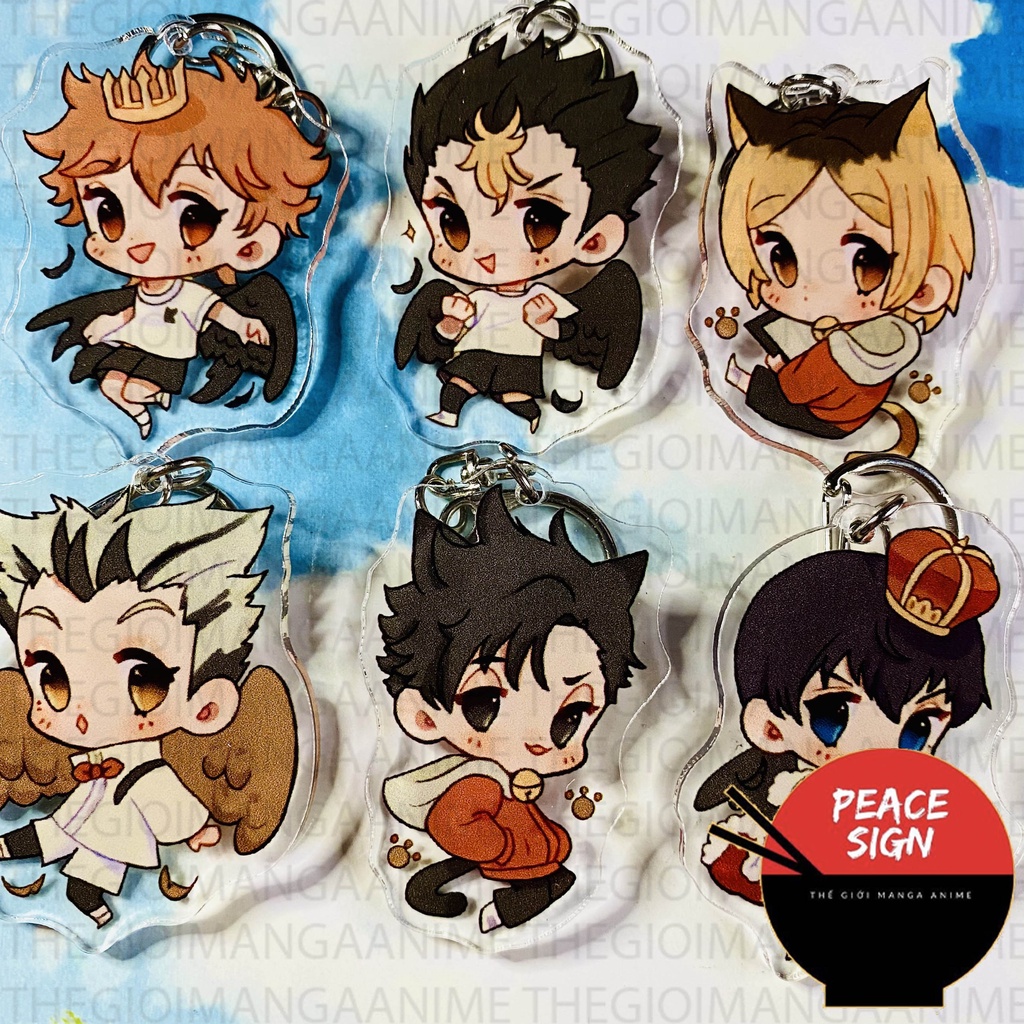 ( Mica trong acrylic ) Móc khóa HAIKYUU!! Vua Bóng Chuyền ver TAI THÚ CUTE anime chibi