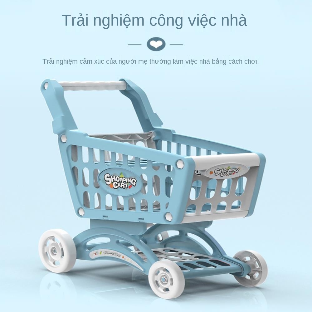 N Xe đẩy đồ chơi trẻ em siêu thị lớn mô phỏng cô gái nhà cắt trái cây cậu bé