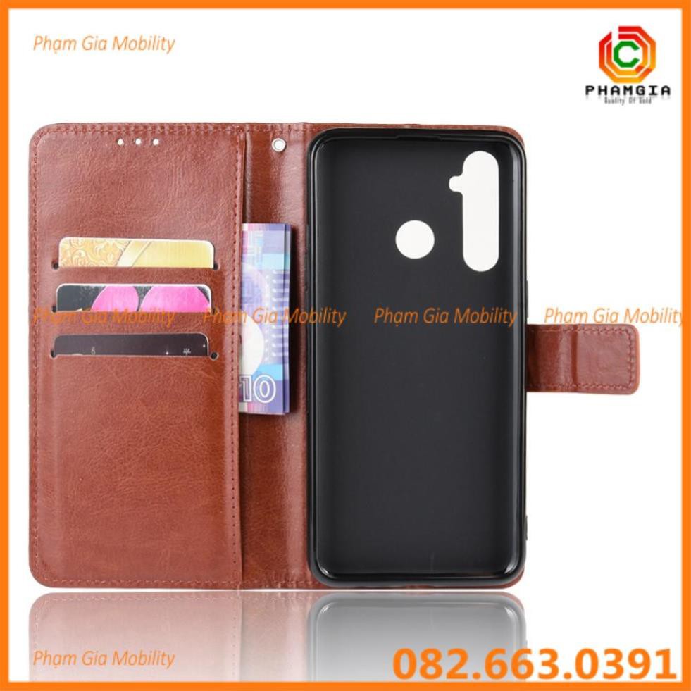 Bao da điện thoại Realme 6i da đẹp, mềm mịn, có ngăn để thẻ và chống xem phim