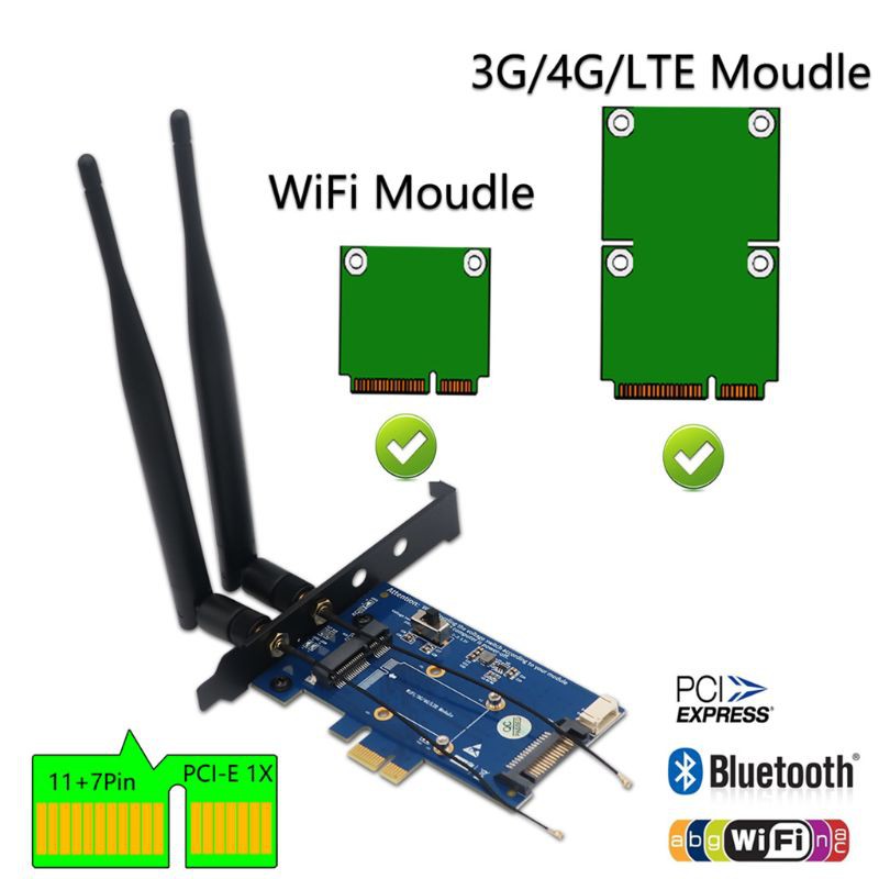 H.S.V✺Mini PCI-E PCI Express to PCI-E 1x Adapter With SIM card Slot for WiFi 3G/4G LTE