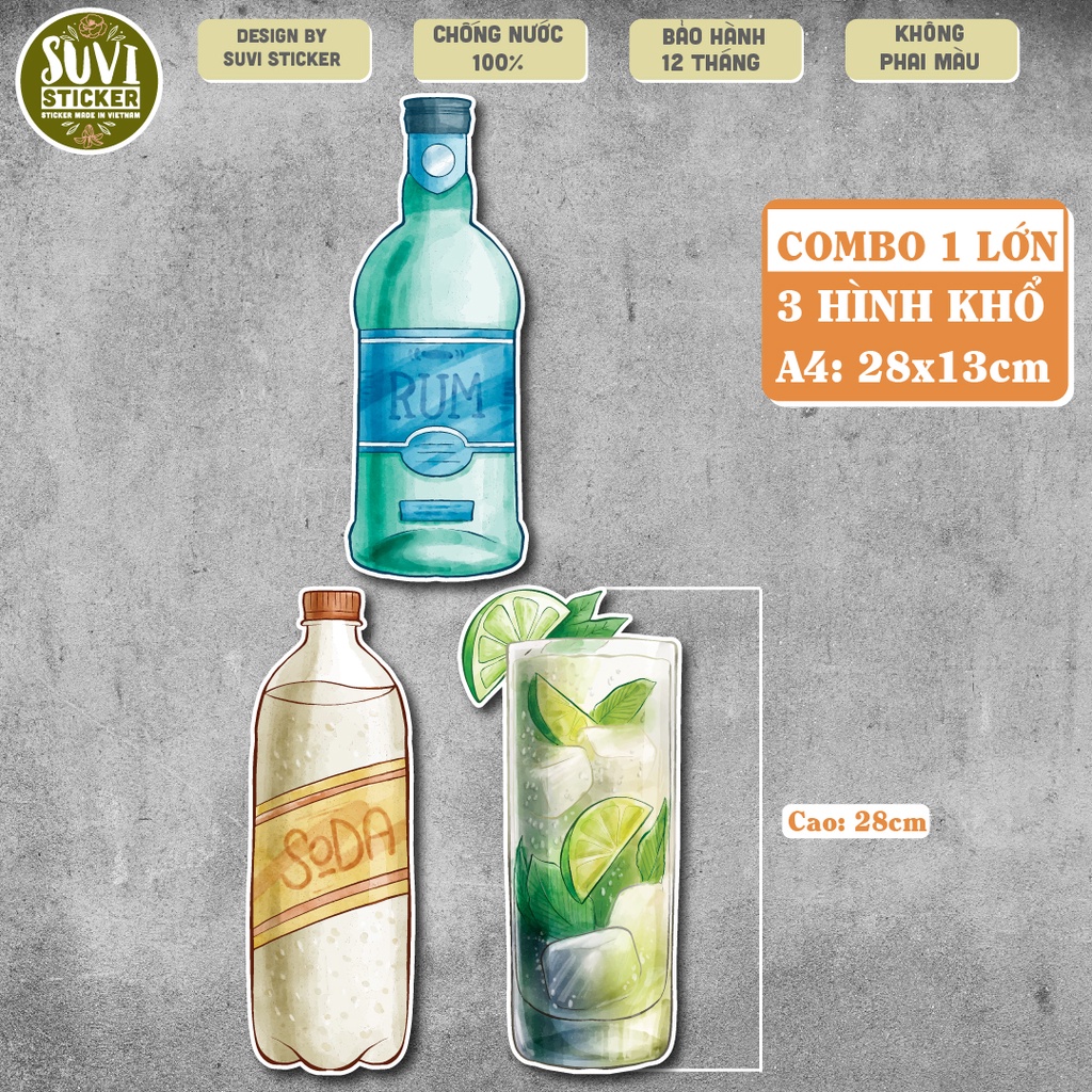 Decal Soda khổ lớn trang trí tường, dán kính, trang trí quán cà phê khổ A4, A5 chống nước. MSP: KL15