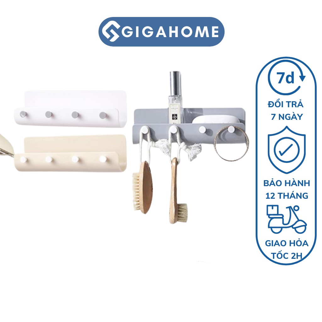 Kệ Để Đồ Dán Tường Kèm 4 Móc GIGAHOME Trang Trí Nhà Cửa Decor 8336