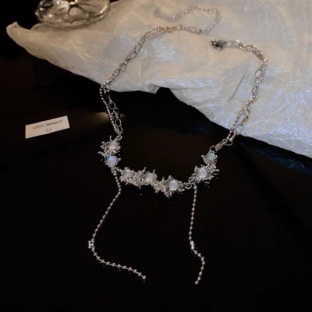 Dây chuyền kiểu hình học đính đá mặt trăng sang trọng thời trang 19A1631