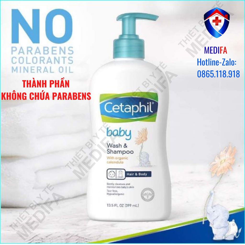 Sữa tắm gội Cetaphil cho em bé với dưỡng chất hữu cơ từ hoa cúc Calendula giúp da khỏe và tóc mềm mại 400ML