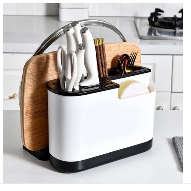 Kệ để dao thớt đa năng, giá đựng đũa muỗng, hộp để dao thớt bằng nhựa, kệ để nắp nồi thông minh