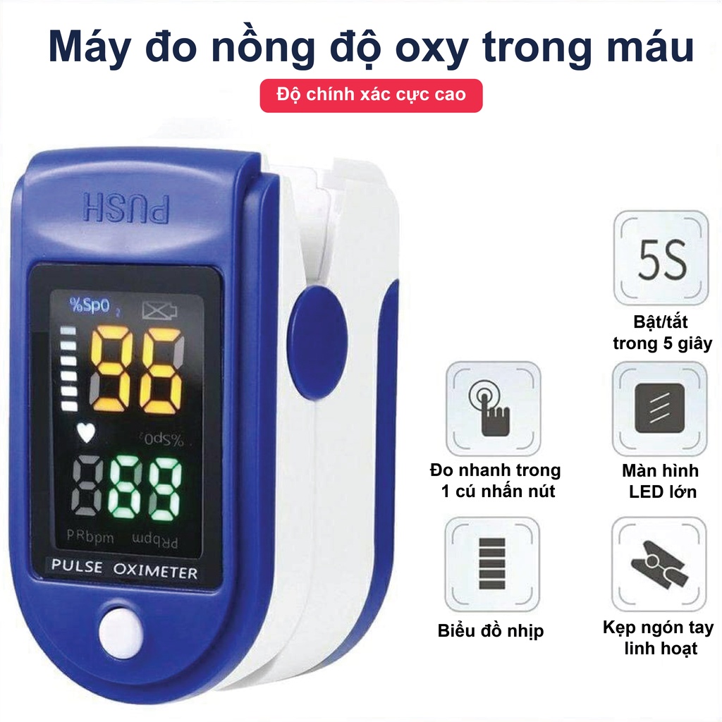 Máy đo nồng độ oxy trong máu SPO2 kẹp ngón cầm tay Power Fitness D3002