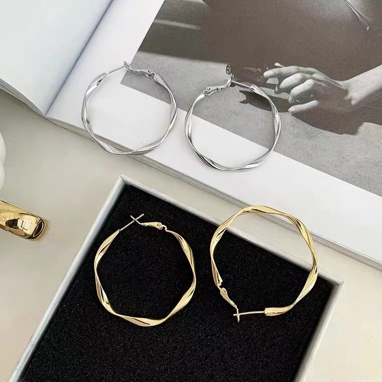 Bông Tai Hình Học Bằng Kim Loại Đính Ngọc Trai Phong Cách Retro Hàn Quốc 2022 bông tai nữ khuyên tai