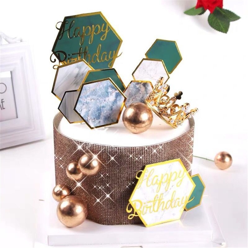 Vương Miện Đính Đá / Ngọc Trai Màu Sắc Lấp Lánh Trang Trí Bánh Kem