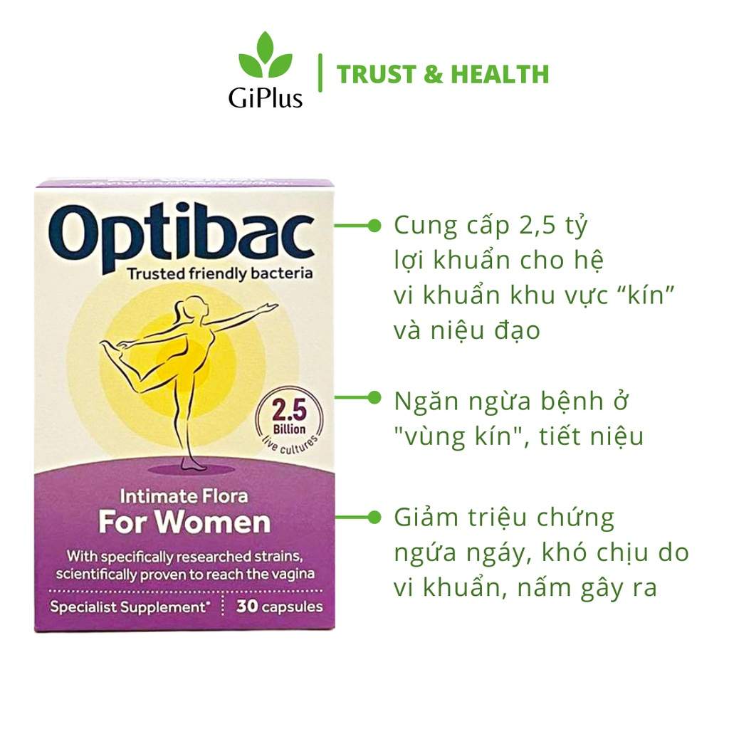 Viên Uống Men Vi Sinh Dành Cho Phụ Nữ Optibac Probiotics Intimate Flora For Women (30 Viên/Lọ)