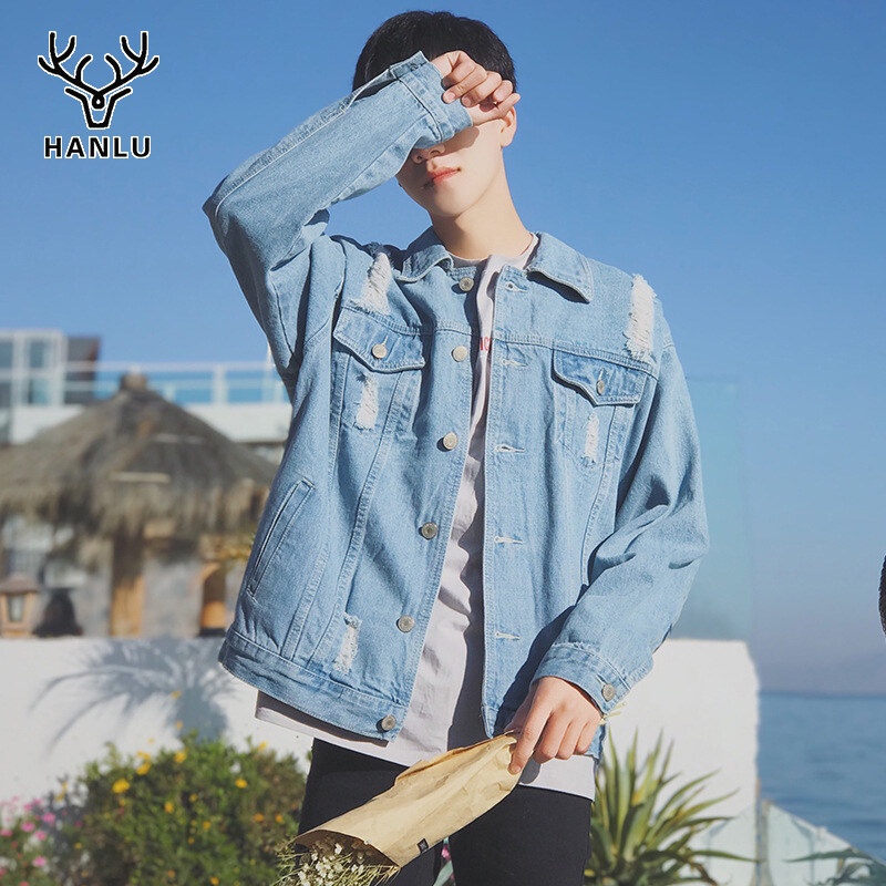 Áo khoác jeans AOKANG cho nam kiểu dáng thời trang phong cách Hàn Quốc