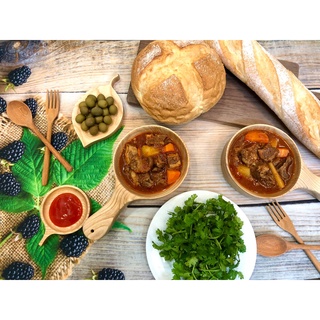 Gáo gỗ có tay cầm để decor, bày đồ ăn