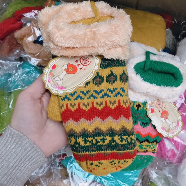 Găng Tay Len pilu giữ ấm không chia ngón chất dày dặn đẹp rất nhiều mẫu siêu xinh